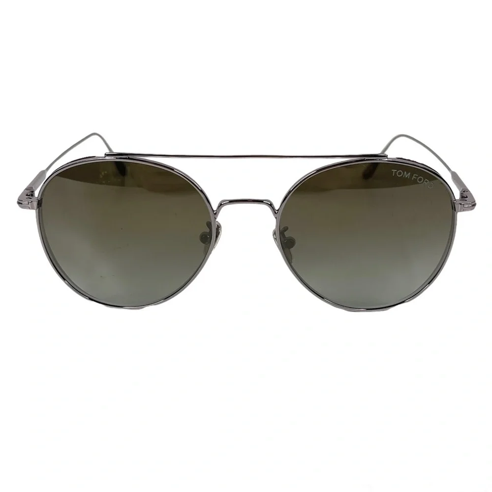 TOM FORD Declan Sunglasses NEW Shiny Light Ruthenium / Green Made In Italy